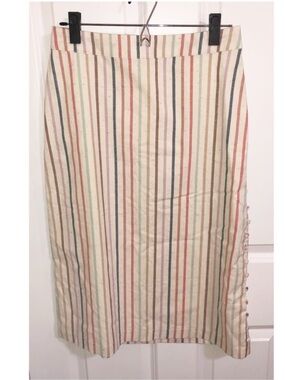 Madewell Button Midi Skirt Flecked Rainbow Stripe